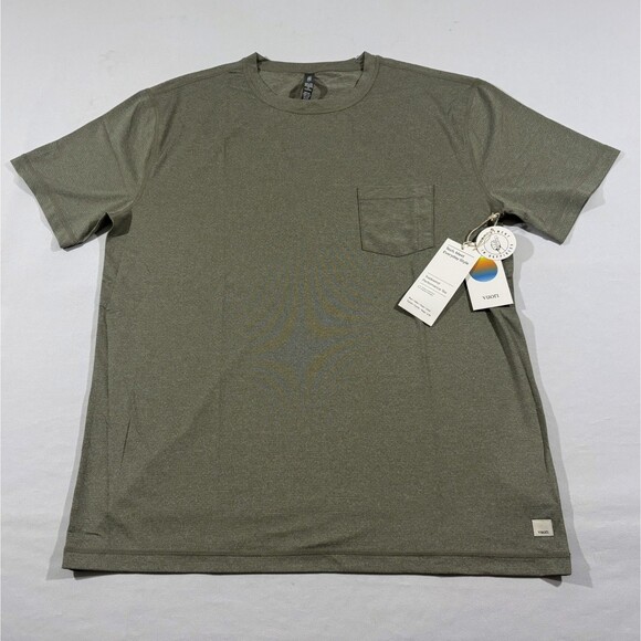 Vuori Shirt Mens Tradewind Green Performance Short Sleeve Crew Pocket Tee XL NWT - Picture 1 of 8